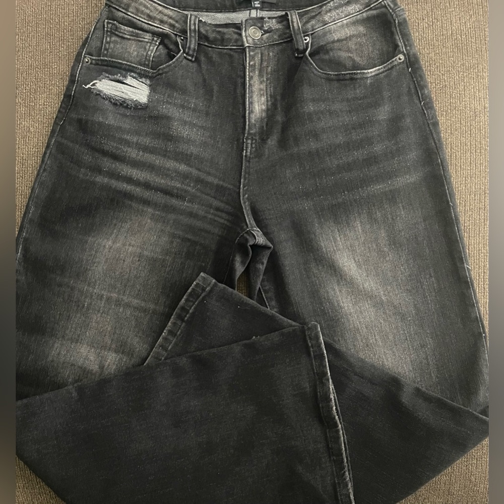 Women’s/Juniors Fashion Nova Wide Leg Jeans Size 5 ~ Blackish Gray